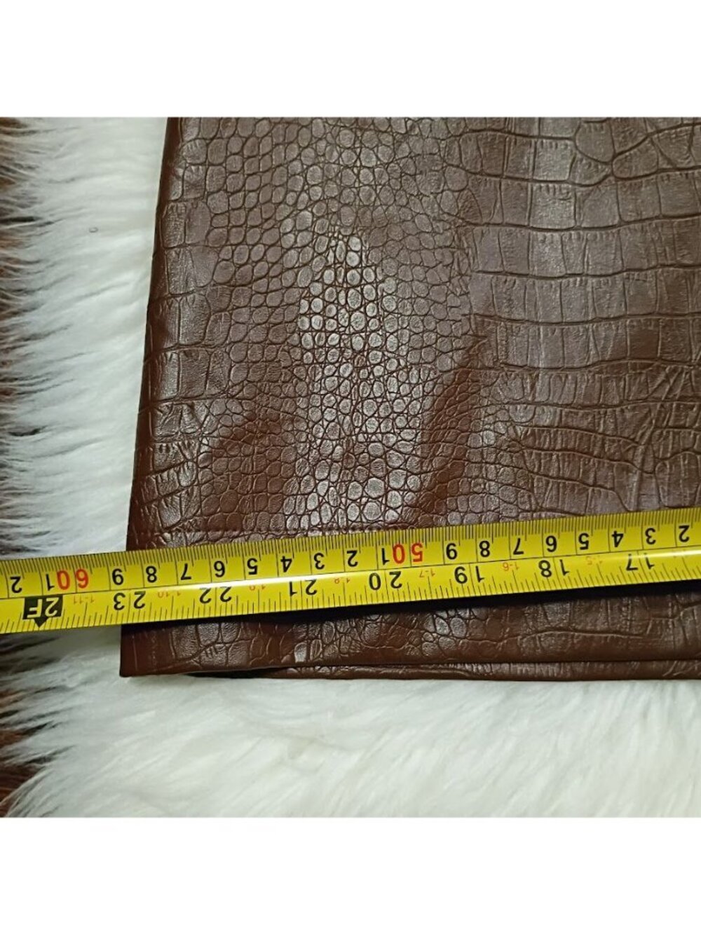 J.Crew 12 Faux Leather Mini Skirt Croc Embossed Brown Boho Preppy - Picture 9 of 11